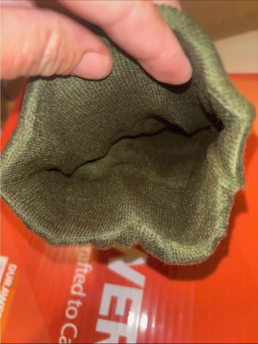 Kids Olive Green Knit Beanie with Smiley Patch
